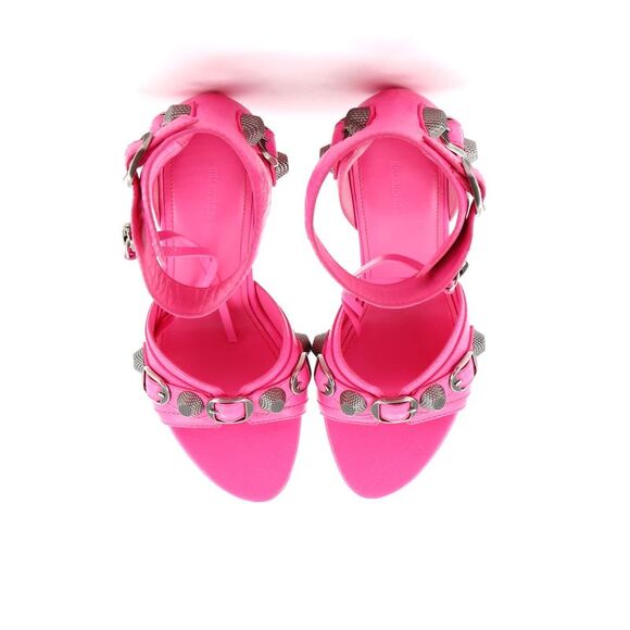 Balenciaga Women's Cagole Ankle Strap Heeled Sandals Leather 110 Pink - Picture 2 of 6